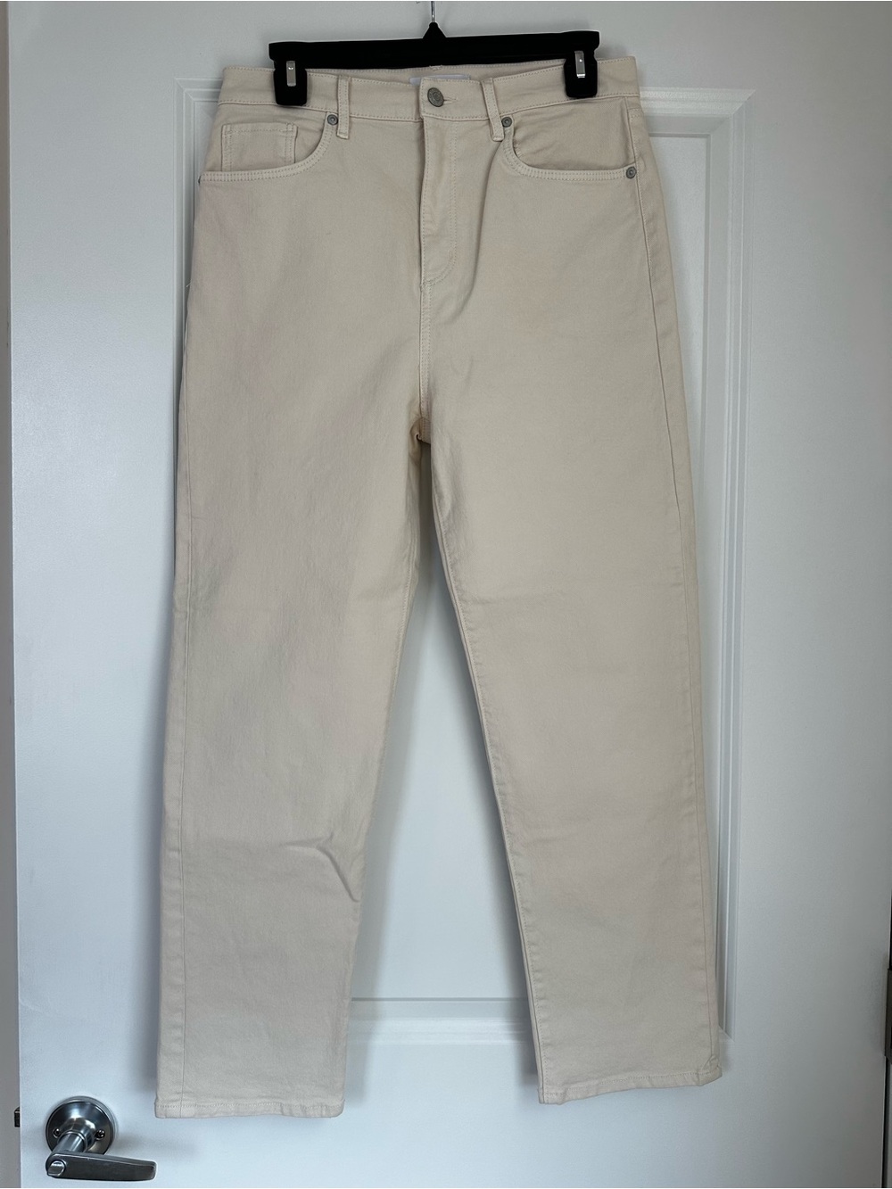 Cream Straight-Leg Jeans